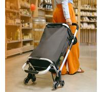 Chariot de courses pliable en aluminium 6 roues, compartiment isotherme, capacité 46 L, charge max 30 kg - Noir - Linxor