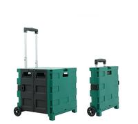 Chariot de courses pliable et portable polyvalent avec couvercle et panier, 2 roues pivotantes, parfait pour les courses, le bureau, les voyages, les bagages et les fournitures de déménagement