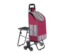 Chariot de Courses Pliable et Robuste avec siège, 6 Roues, Monte-escalier, pour Seniors, capacité 150 kg, Chariot de Courses Portable, Diable pour Voyages et Camping (rou