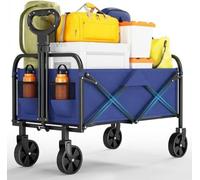 Chariot de Courses Pliable Grande capacité,220L Chariot de Transport Pliable avec Poignée Réglable,Charge 172 kg,Chariot à roulettes Pliant/Caddie Pliable pour Camping,Courses,Plage,Jardin(Bleu)
