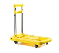 Chariot de courses pliable portable avec roulettes, léger et compact pour le déménagement, le rangement, le supermarché et l'épicerie (jaune)