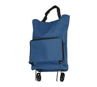 Chariot de Courses Pliant, Sac de Courses Pliable Multifonctionnel Portatif de Grande capacité avec des Roues pour des Pique-niques (Bleu foncé)