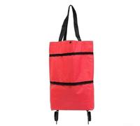 Chariot de courses portable pliable avec sac de courses et roues lisses pour un transport facile des courses, du linge et des fournitures de plein air dans la maison (rouge)