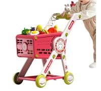 Chariot de courses pour - Support d'apprentissage précoce, visuel de finition vibrante jaune rose, grand profil de jeu de 65 cm de haut, valise d'accessoires en ABS, jouet à roulettes | pour l