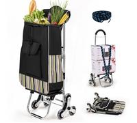 Chariot de Courses Solide Pliable Caddie de Courses 3 Roues Diable Escalier Capacité de 32L Charge Max 30kg, 3 en 1 Sac d'isolation