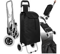 Chariot de courses - TECTAKE - Chariot de courses à roulettes en polyester pliable avec une capacité de 35 L - Noir