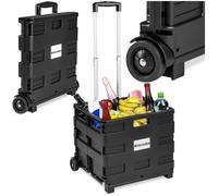 Chariot de courses- TECTAKE - Chariot rigide pliable de 46 L avec poignée télescopique 45 cm x 37 cm x 98 cm - Noir