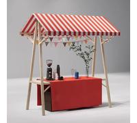 Chariot de crème glacée portable - Stand de vendeur pliable pour desserts, stand de nourriture de rue - Cadre de présentation commercial/de fête, rouge, 150 cm de largeur (150 cm) - Parfait pour les