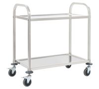 Chariot de cuisine 2 niveaux inox 95x45x83,5 cm roulettes frein