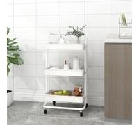 vidaXL Chariot de cuisine 3 niveaux à roulettes Blanc 42x35x85 cm Fer et ABS