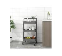 Chariot de cuisine 3 niveaux Gris 42x35x85 cm Fer et ABS