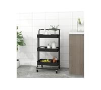 Chariot de cuisine 3 niveaux Noir 42x35x85 cm Fer et ABS