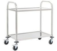 Chariot de cuisine à 2 niveaux 96,5x55x90 cm Acier inoxydable Argent G