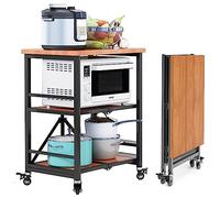 Chariot de cuisine à 3 étages en acier inoxydable avec roulettes verrouillables - Chariot de service pliable pour restaurants et hôtels - Gain de place - 60 x 45 x 80 cm