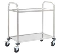 vidaXL Chariot de cuisine à 2 niveaux 96,5x55x90 cm Acier inoxydable