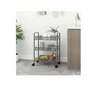 Chariot de cuisine à 3 niveaux Gris 46x26x64 cm Fer