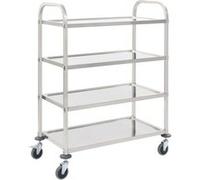 Vidaxl Chariot De Cuisine À 4 Niveaux 107x55x125 Cm Acier Inoxydable