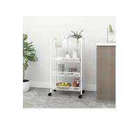 Chariot de cuisine à 4 niveaux Blanc 46x26x85 cm Fer