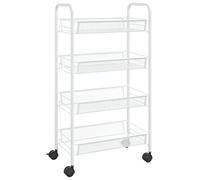 Chariot de cuisine à 4 niveaux Blanc 46x26x85 cm Fer