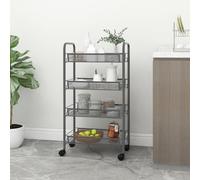 Chariot de Cuisine à 4 Niveaux Noir 46x26x85 cm Fer Service Desserte vidaXL