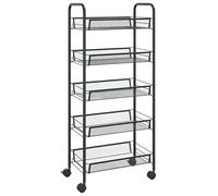 Chariot de cuisine à 5 étages en fer - Solution de rangement stable pour la cuisine et la maison - Noir - 46 x 26 x 105 cm - Idéal pour les petits espaces et les grandes familles