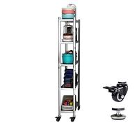 Chariot de cuisine à 5 niveaux avec roulettes - Support fin pour petits espaces - Étagère de rangement en acier inoxydable - Chariot utilitaire roulant pour la maison et le bureau