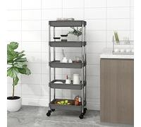Chariot de cuisine à 5 niveaux - Gris 42 x 29 x 128 cm - En métal durable et ABS - Solution de rangement multifonction pour salle à manger et salon - Gain de place