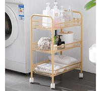 Chariot de cuisine à roulettes à 3 niveaux avec roues verrouillables, paniers en maille métallique, étagères de rangement pour la maison, le bureau, la salle de bain, chariot polyvalent pour légumes