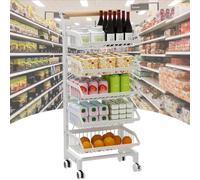 Chariot de cuisine à roulettes à 4 niveaux, étagère de rangement multifonction pour fruits, légumes et collations, organiseur peu encombrant pour un usage domestique ou commercial