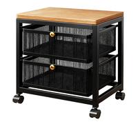 Chariot de Cuisine À roulettes pour Micro-Ondes avec Panier en Maille Respirante Coulissant pour Salle De Bain, Buanderie, avec Autocollants Classés(Black,32 * 40 * 45cm)