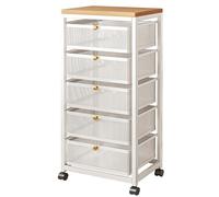 Chariot de Cuisine À roulettes pour Micro-Ondes avec Panier en Maille Respirante Coulissant pour Salle De Bain, Buanderie, avec Autocollants Classés(White,47 * 26 * 98cm)