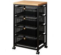 Chariot de Cuisine À roulettes pour Micro-Ondes avec Panier en Maille Respirante Coulissant pour Salle De Bain, Buanderie, avec Autocollants Classés(Black,32 * 40 * 98cm)