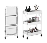 Chariot de Cuisine Auxiliaire. Chariot de Marchand de Légumes Pliant, Polyvalent. Étagère de Cuisine Avec Roulettes. Chariot de Service avec 3 Niveaux de Rangement pour la Maison, la Salle de Bain.
