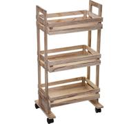Chariot de cuisine avec 3 étagères, en bois, 82 cm