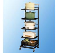 Chariot de cuisine avec 4 planches et 2 paniers pour rangement d'armoire, étagère de cuisine peu encombrante, solution de rangement pour garde-manger