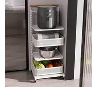 Chariot de cuisine avec 4 planches et 2 paniers pour rangement d'armoire, étagère de cuisine peu encombrante, solution de rangement pour garde-manger