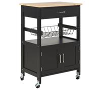 Chariot De Cuisine Bois Clair Et Noir Lugo Multicolore