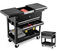 Chariot de Cuisine, Chariot à Outils Roulant, Coffre à Outils à 4 Niveaux, Armoire sur roulettes avec Plateau Coulissant, tiroirs verrouillables et poignée, Organisateur de Rangement d'outil