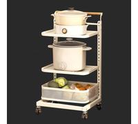 Chariot de Cuisine, Chariot de Rangement de Cuisine à roulettes Blanc, Petite étagère pour casseroles et poêles, Support pour Micro-Ondes avec 3 Planches et 1 Panier Compact pour des solutio