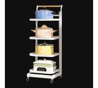 Chariot de Cuisine, Chariot de Rangement de Cuisine, étagère roulante Blanche avec 4 Planches, Solution de Rangement pour Micro-Ondes, Armoire pour Une Gestion Efficace de l'espace