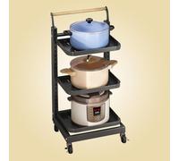 Chariot de Cuisine, Chariot de Rangement Roulant pour Salle de Bain et Cuisine, Support pour Micro-Ondes Noir avec 3 étagères, Parfait pour Les ustensiles et Les casseroles, Chariot utilitai