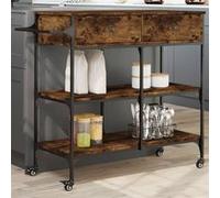 vidaXL Chariot de cuisine chêne fumé 105x42x95 cm bois d'ingénierie