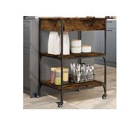 vidaXL Chariot de cuisine chêne fumé 60x48x89,5 cm bois d'ingénierie