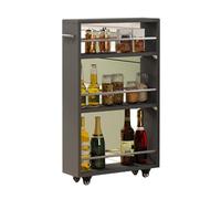 Chariot de cuisine compact à roulettes fin et portable, idéal pour les petits espaces, 25 x 55 x 80,5 cm, facile à déplacer, solution de rangement polyvalente, design moderne