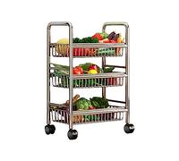 Chariot de cuisine en acier inoxydable 304 avec roulettes, panier en maille et étagère de garde-manger pour fruits, légumes, oignons, pommes de terre, nization de cuisine