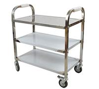 Chariot de cuisine en acier inoxydable avec roulettes - Chariot de service multi-usage avec étagère de rangement - Chariot de restauration pour la maison, le bar et la salle à manger