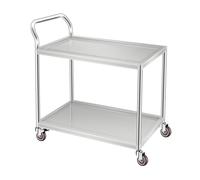 Chariot de cuisine en acier inoxydable avec roulettes pivotantes, chariot de service portable avec poignée et roues pour restaurant, hôtel et maison - 100 x 60 x 95 cm