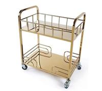 Chariot de cuisine en acier inoxydable titane avec design double couche, roulettes pivotantes à 360°, chariot de service mobile pour restaurants, hôtels et usage domestique Chariot polyvalent pour thé