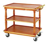 Chariot de cuisine en bois massif avec rangement pour vin et thé - Chariot de livraison de nourriture mobile pour collations et boissons, parfait pour les restaurants et les hôtels