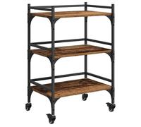 Chariot de cuisine en bois - vidaXL - Bois ancien - 50x35x75,5 cm - Roues verrouillables - Rangement gain de place